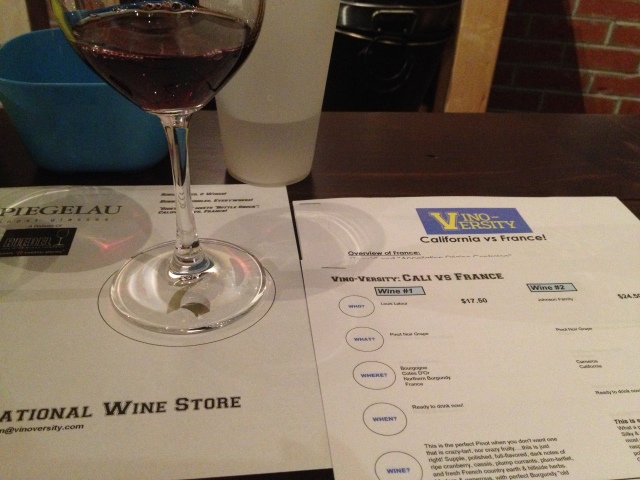 Learned about Cali versus France :) Pinot Noir *thumbs up